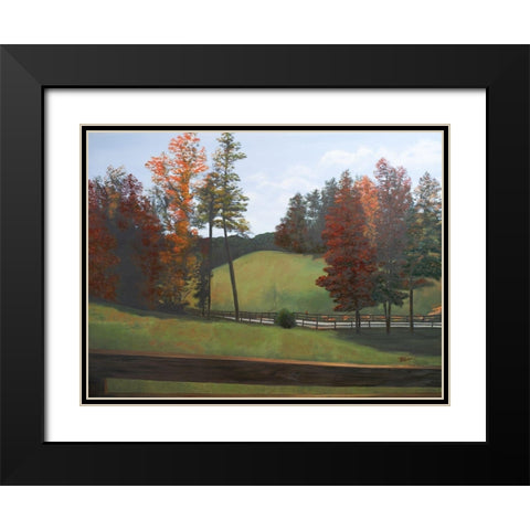 Country Road II Black Modern Wood Framed Art Print with Double Matting by Hakimipour, Tiffany