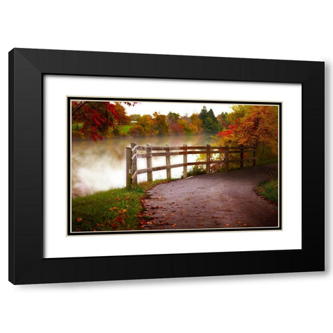 Misty Lake Path Black Modern Wood Framed Art Print with Double Matting by Poynter, Kelly