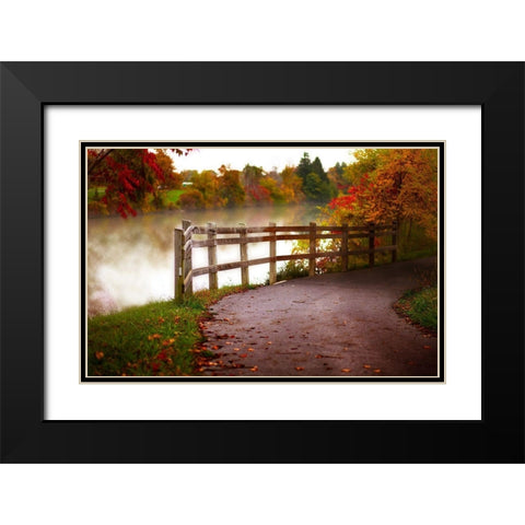 Misty Lake Path Black Modern Wood Framed Art Print with Double Matting by Poynter, Kelly