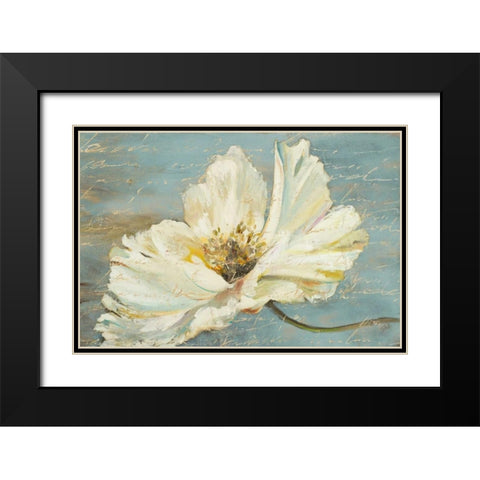 White Peony Black Modern Wood Framed Art Print with Double Matting by Pinto, Patricia