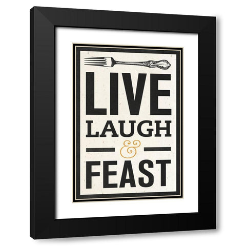 Live Laugh Black Modern Wood Framed Art Print with Double Matting by SD Graphics Studio