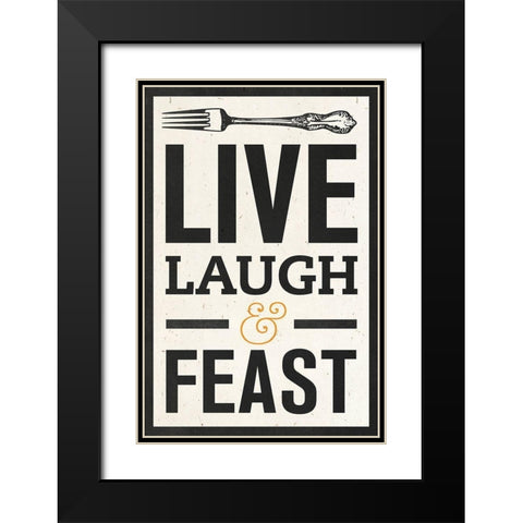 Live Laugh Black Modern Wood Framed Art Print with Double Matting by SD Graphics Studio