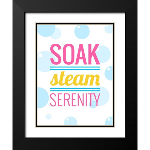 Soak, Steam, Serenity Black Modern Wood Framed Art Print with Double Matting by SD Graphics Studio
