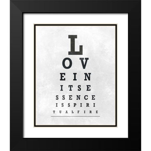 Eye Chart Typography I Black Modern Wood Framed Art Print with Double Matting by SD Graphics Studio