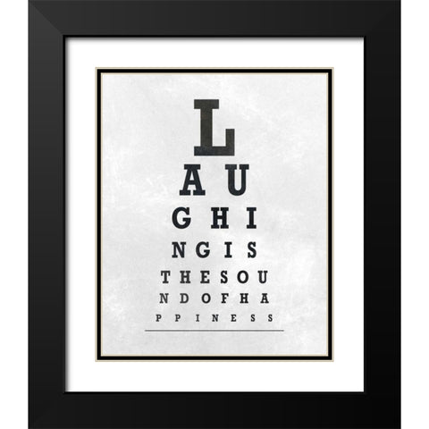 Eye Chart Typography II Black Modern Wood Framed Art Print with Double Matting by SD Graphics Studio