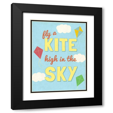 Fly a Kite Black Modern Wood Framed Art Print with Double Matting by SD Graphics Studio