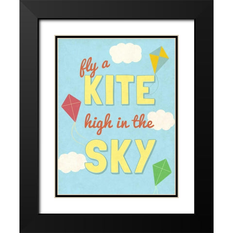 Fly a Kite Black Modern Wood Framed Art Print with Double Matting by SD Graphics Studio