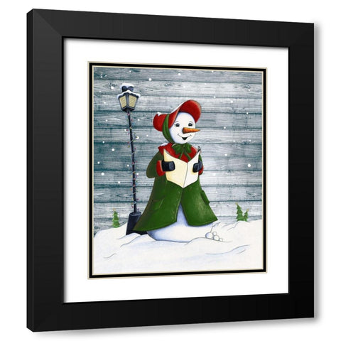 Christmas Snowmen I Black Modern Wood Framed Art Print with Double Matting by Josefina