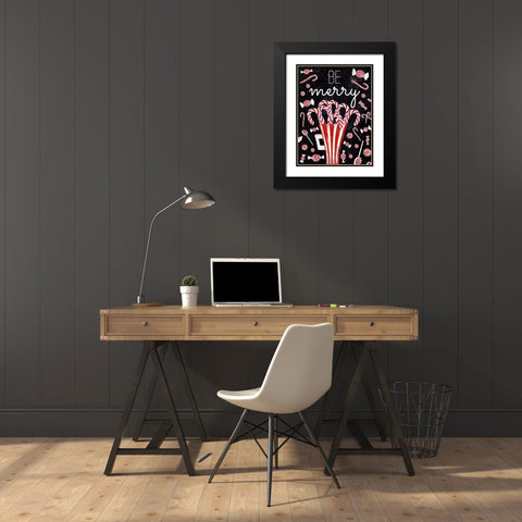 Peppermint Candy Cane Wishes Black Modern Wood Framed Art Print with Double Matting by Medley, Elizabeth