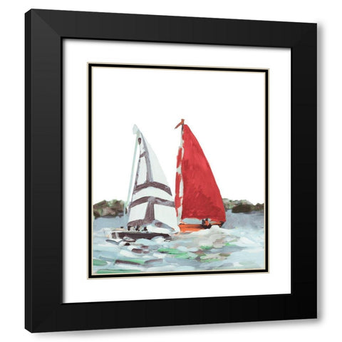Line Regatta I Black Modern Wood Framed Art Print with Double Matting by Slivka, Jane