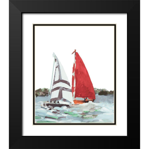Line Regatta I Black Modern Wood Framed Art Print with Double Matting by Slivka, Jane