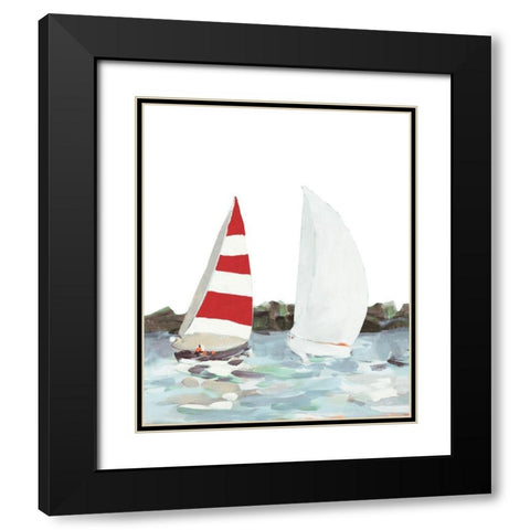 Line Regatta II Black Modern Wood Framed Art Print with Double Matting by Slivka, Jane