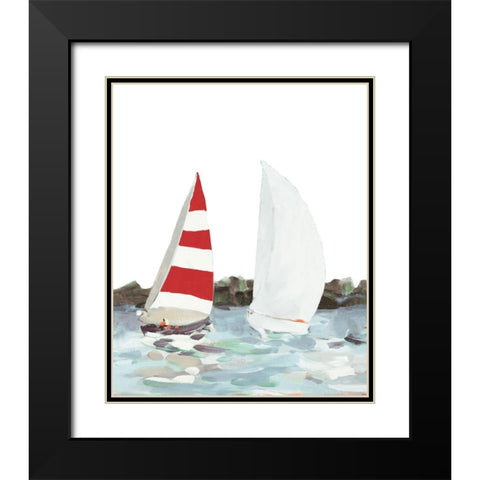 Line Regatta II Black Modern Wood Framed Art Print with Double Matting by Slivka, Jane