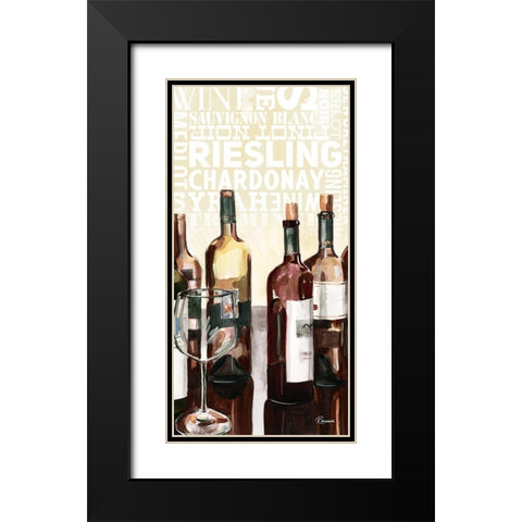 Wine Typography I Black Modern Wood Framed Art Print with Double Matting by French-Roussia, Heather A.