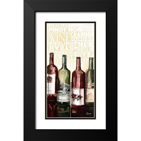 Wine Typography II Black Modern Wood Framed Art Print with Double Matting by French-Roussia, Heather A.
