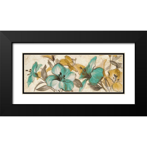 Whisper of Teal Panel I Black Modern Wood Framed Art Print with Double Matting by Loreth, Lanie