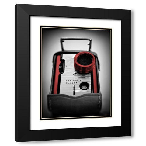 Red Movie Camera with Border Black Modern Wood Framed Art Print with Double Matting by Peck, Gail