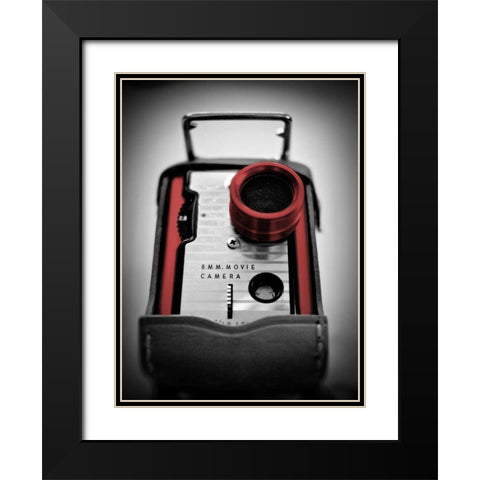 Red Movie Camera with Border Black Modern Wood Framed Art Print with Double Matting by Peck, Gail