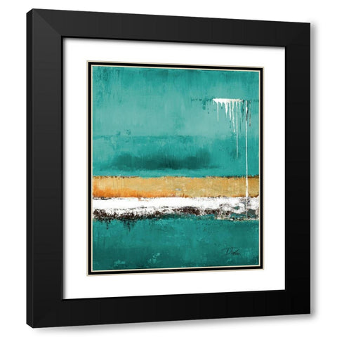 Teal Rain Black Modern Wood Framed Art Print with Double Matting by Pinto, Patricia