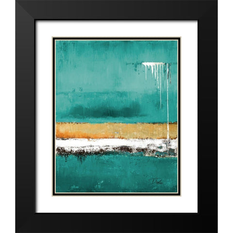 Teal Rain Black Modern Wood Framed Art Print with Double Matting by Pinto, Patricia