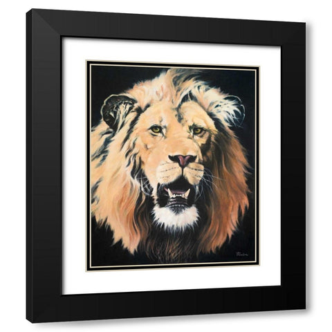 Lion Black Modern Wood Framed Art Print with Double Matting by Rhyan, Vivien