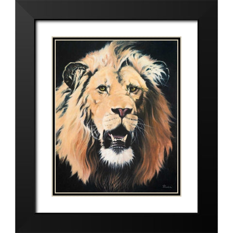Lion Black Modern Wood Framed Art Print with Double Matting by Rhyan, Vivien
