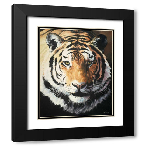 Tiger Black Modern Wood Framed Art Print with Double Matting by Rhyan, Vivien