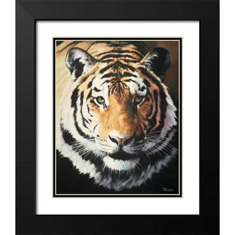 Tiger Black Modern Wood Framed Art Print with Double Matting by Rhyan, Vivien