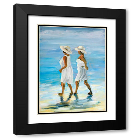 Women on Beach I Black Modern Wood Framed Art Print with Double Matting by DeRice, Julie