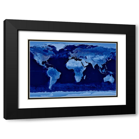 City Lights Black Modern Wood Framed Art Print with Double Matting by Lake, Shelley