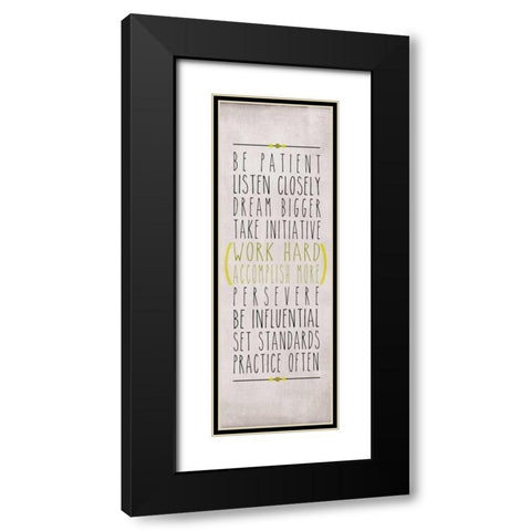 Be Patient Black Modern Wood Framed Art Print with Double Matting by SD Graphics Studio