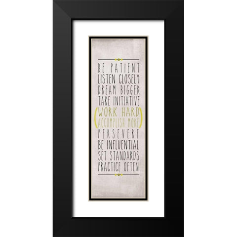 Be Patient Black Modern Wood Framed Art Print with Double Matting by SD Graphics Studio