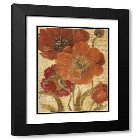 Red Scripted Beauty I Black Modern Wood Framed Art Print with Double Matting by Medley, Elizabeth