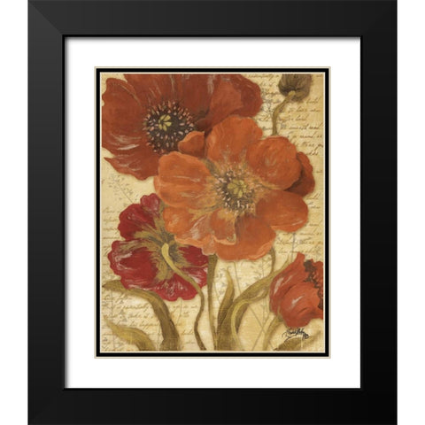 Red Scripted Beauty I Black Modern Wood Framed Art Print with Double Matting by Medley, Elizabeth