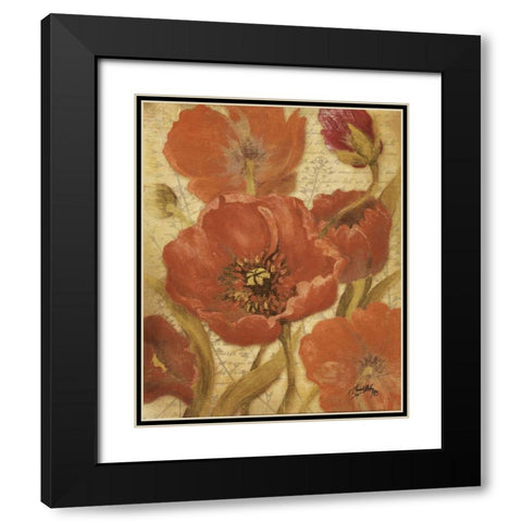 Red Scripted Beauty II Black Modern Wood Framed Art Print with Double Matting by Medley, Elizabeth