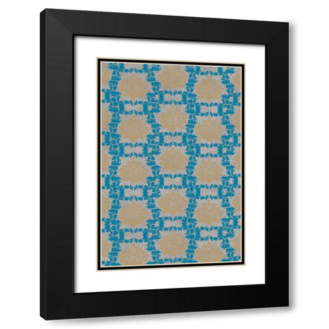 Tan and Blue Floral Pattern I Black Modern Wood Framed Art Print with Double Matting by Medley, Elizabeth