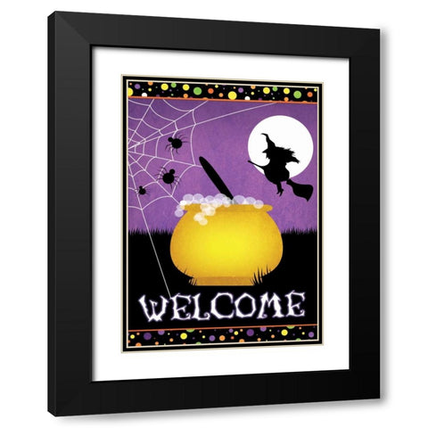 Halloween Witch Black Modern Wood Framed Art Print with Double Matting by Josefina