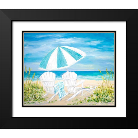 Beach Umbrella Black Modern Wood Framed Art Print with Double Matting by DeRice, Julie