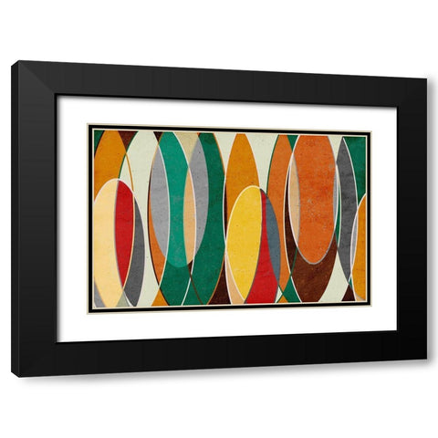 Bright Retro Vibes Black Modern Wood Framed Art Print with Double Matting by SD Graphics Studio
