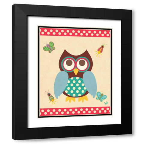 Wise Owls I Black Modern Wood Framed Art Print with Double Matting by Metz, Andi
