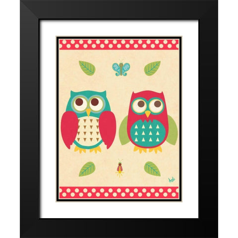 Wise Owls II Black Modern Wood Framed Art Print with Double Matting by Metz, Andi