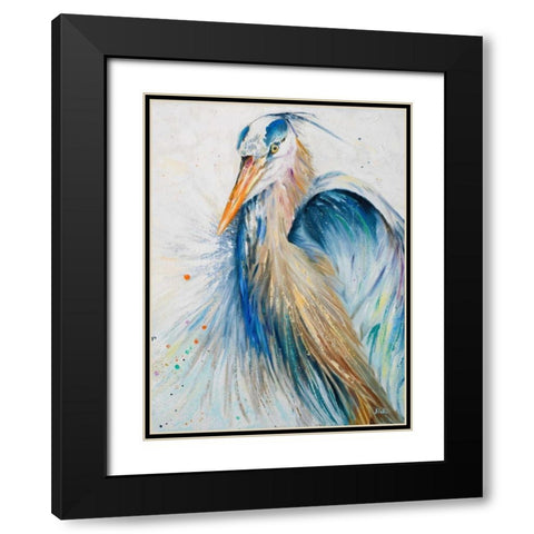 New Blue Heron II Black Modern Wood Framed Art Print with Double Matting by Pinto, Patricia