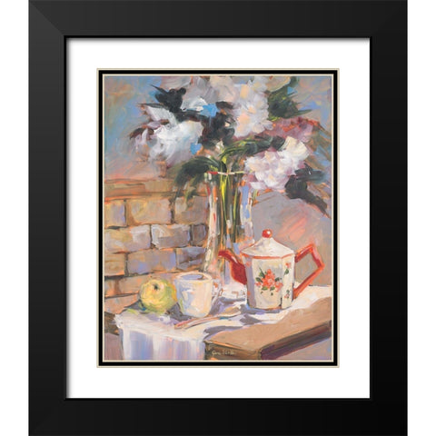 Tea Rose Black Modern Wood Framed Art Print with Double Matting by Slivka, Jane