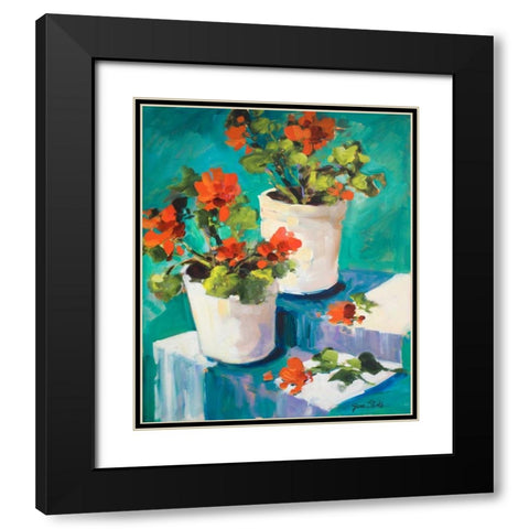 Potted Poppies Black Modern Wood Framed Art Print with Double Matting by Slivka, Jane