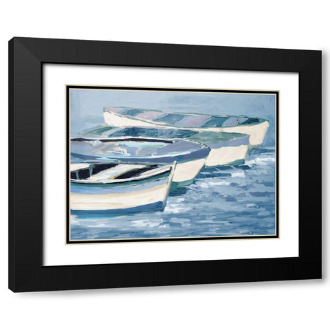 Blue Keep Rowing Black Modern Wood Framed Art Print with Double Matting by Slivka, Jane