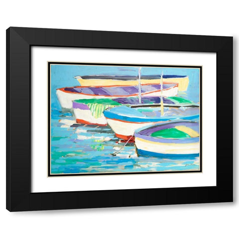 Row Your Boats Black Modern Wood Framed Art Print with Double Matting by Slivka, Jane