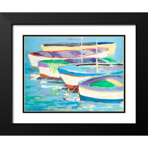 Row Your Boats Black Modern Wood Framed Art Print with Double Matting by Slivka, Jane