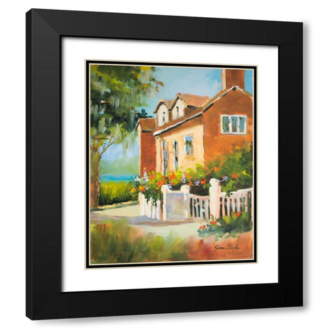 Summertime Cottage Black Modern Wood Framed Art Print with Double Matting by Slivka, Jane