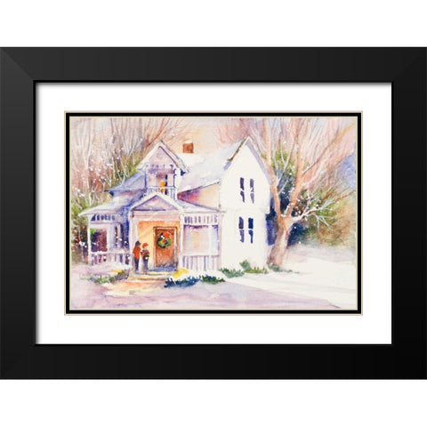 Winter Stroll Black Modern Wood Framed Art Print with Double Matting by Slivka, Jane
