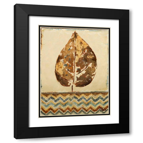 Chevron Leaf I Black Modern Wood Framed Art Print with Double Matting by Pinto, Patricia